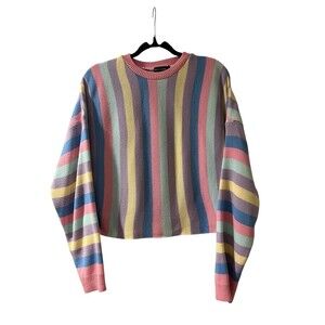 PrettyLittleThing Multicolor Striped Women's Crewneck Sweater-Size L